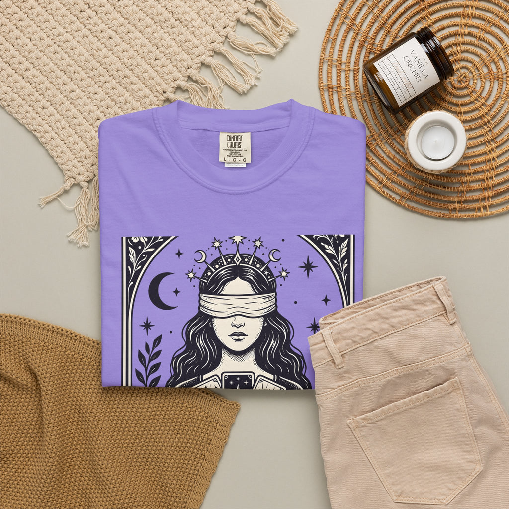 Tarot Card Reader T-Shirt Boho Chic Spiritual Gift Women Mystical T-Shirt Fortune Teller T-Shirt Bohemian Enthusiast Esoteric Graphic Spiritual