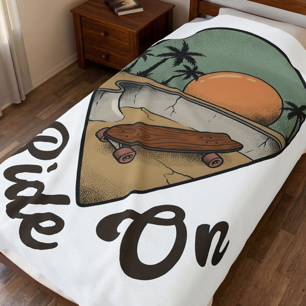 Longboard Design Blanket Skateboarding Seaside Gift Women Classic Blanket Longboarding Blanket Skater Enthusiast Retro Blanket Coastal Graphic Old