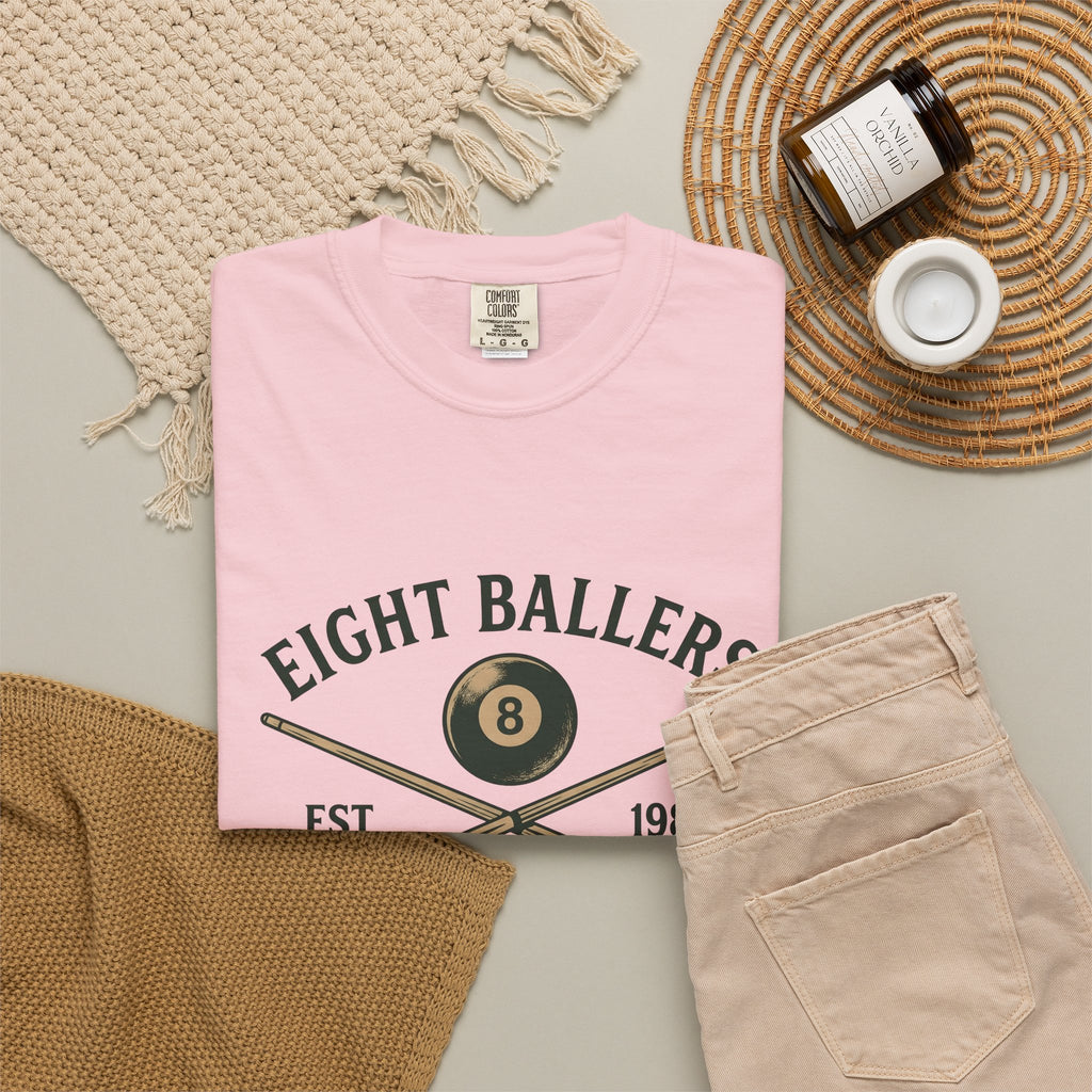 Eight Ball T-Shirt Billiards Bar Gift Women Vintage T-Shirt Magic Ball T-Shirt Pool Fan Distressed T-Shirt Pub Graphic Retro Pool Cues T-Shirt