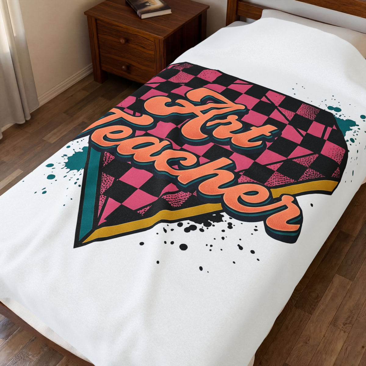 Diamond Checkered Graphic Blanket Teachers Classroom Gift Women Retro Blanket Plaid Blanket Educator Enthusiast Vintage Blanket School Graphic Pop