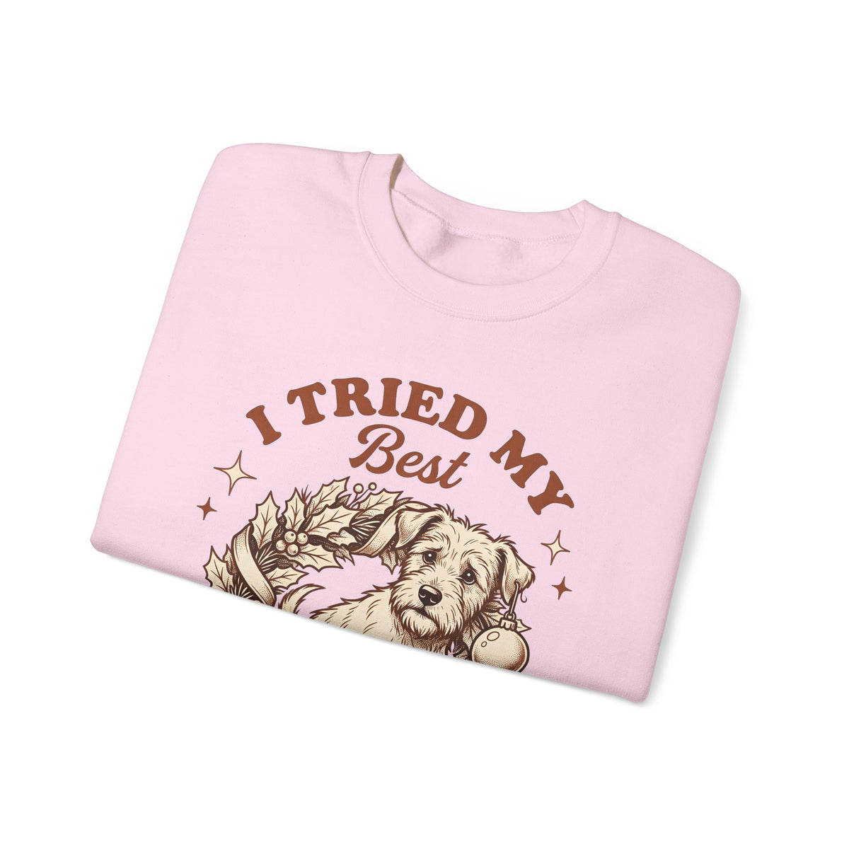 Dog Garland Sweatshirt Christmas Pets Gift Women Classic Sweatshirt Dog Swag Sweatshirt Xmas Fan Doggy Graphic Sweatshirt Doodle Bauble Sweatshirt