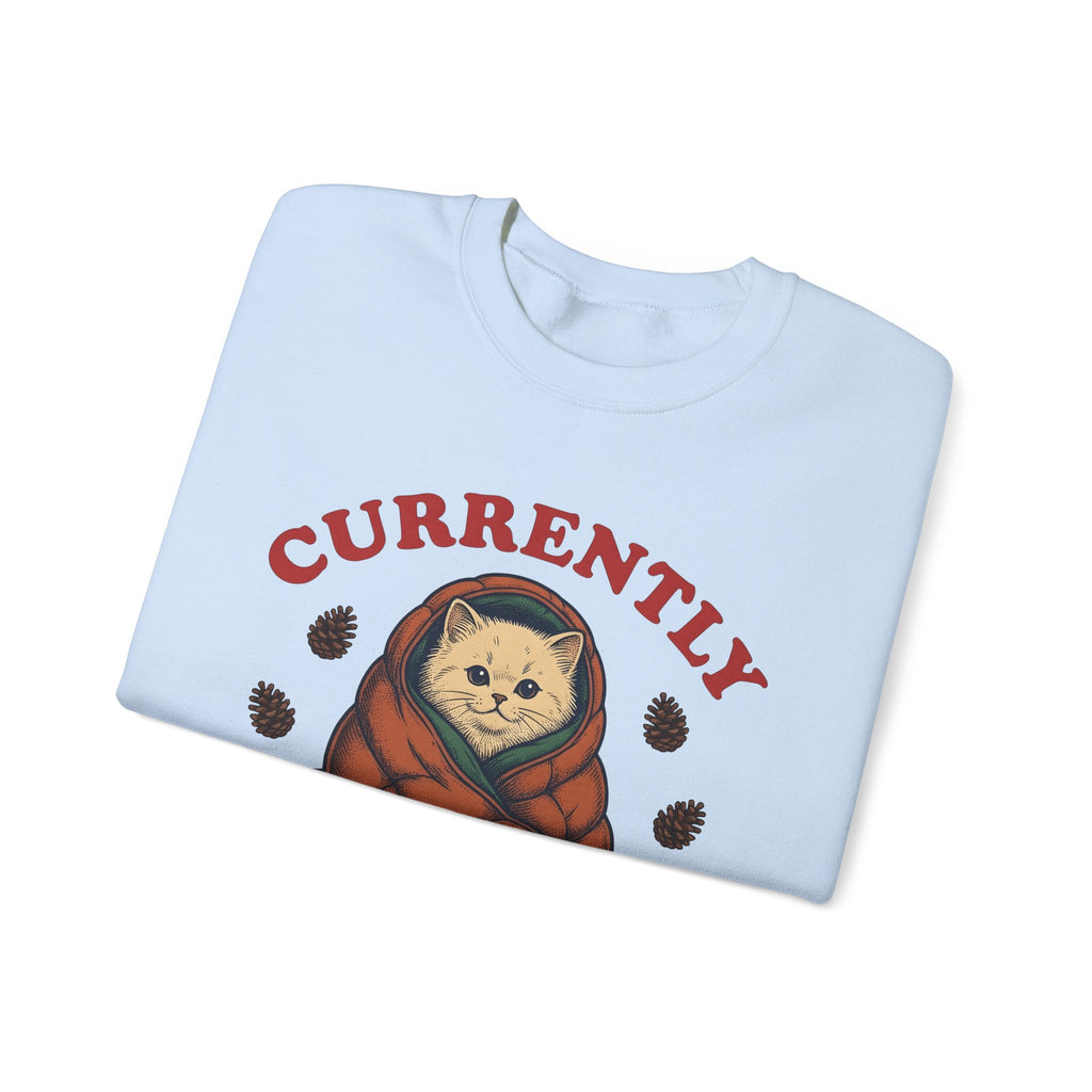 Warm Cat Sweatshirt Cat Backpacking Gift Women Farmhouse Sweatshirt Kitty Sweatshirt Feline Fan Rustic Sweatshirt Hiking Graphic Line Art Conifer Cones Sweatshirt