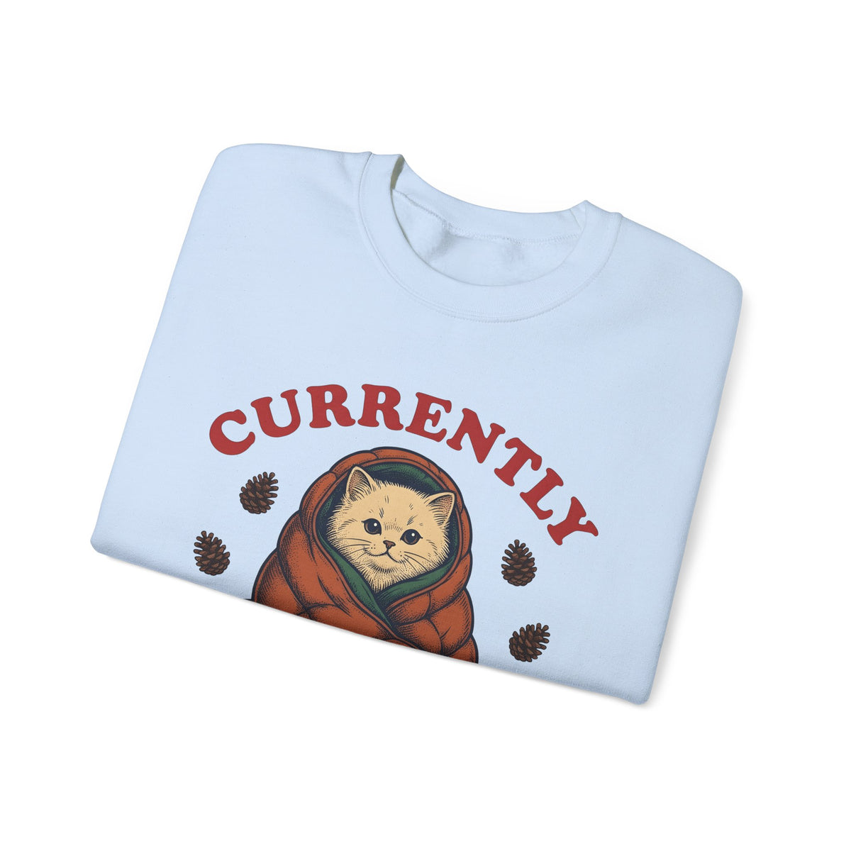 Warm Cat Sweatshirt Cat Backpacking Gift Women Farmhouse Sweatshirt Kitty Sweatshirt Feline Fan Rustic Sweatshirt Hiking Graphic Line Art Conifer Cones Sweatshirt