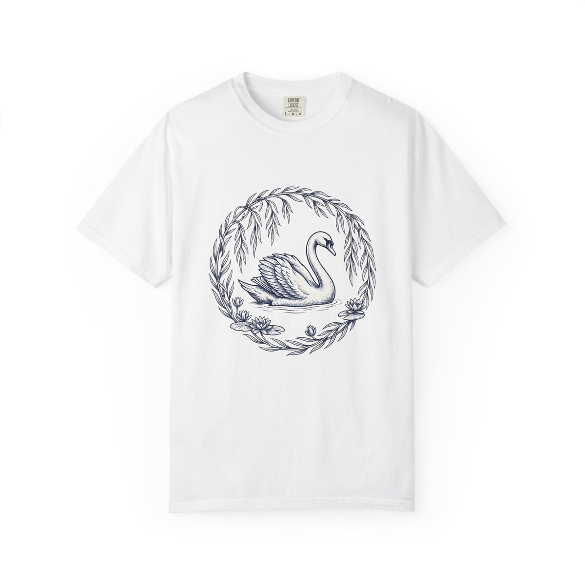 Swan Drawing T-Shirt Animal Environment Gift Women Cartoon T-Shirt Duck T-Shirt Wildlife Fan Waterfowl T-Shirt Eco Graphic Rustic Lake Bloom T-Shirt