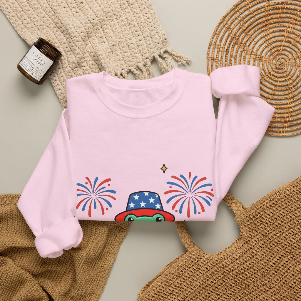 Usa Frog Sweatshirt America/4th Of July Wildlife Gift Women Kawaii Sweatshirt Toad Sweatshirt Patriotic Fan Cute Sweatshirt Animal Graphic Comic Sparkler