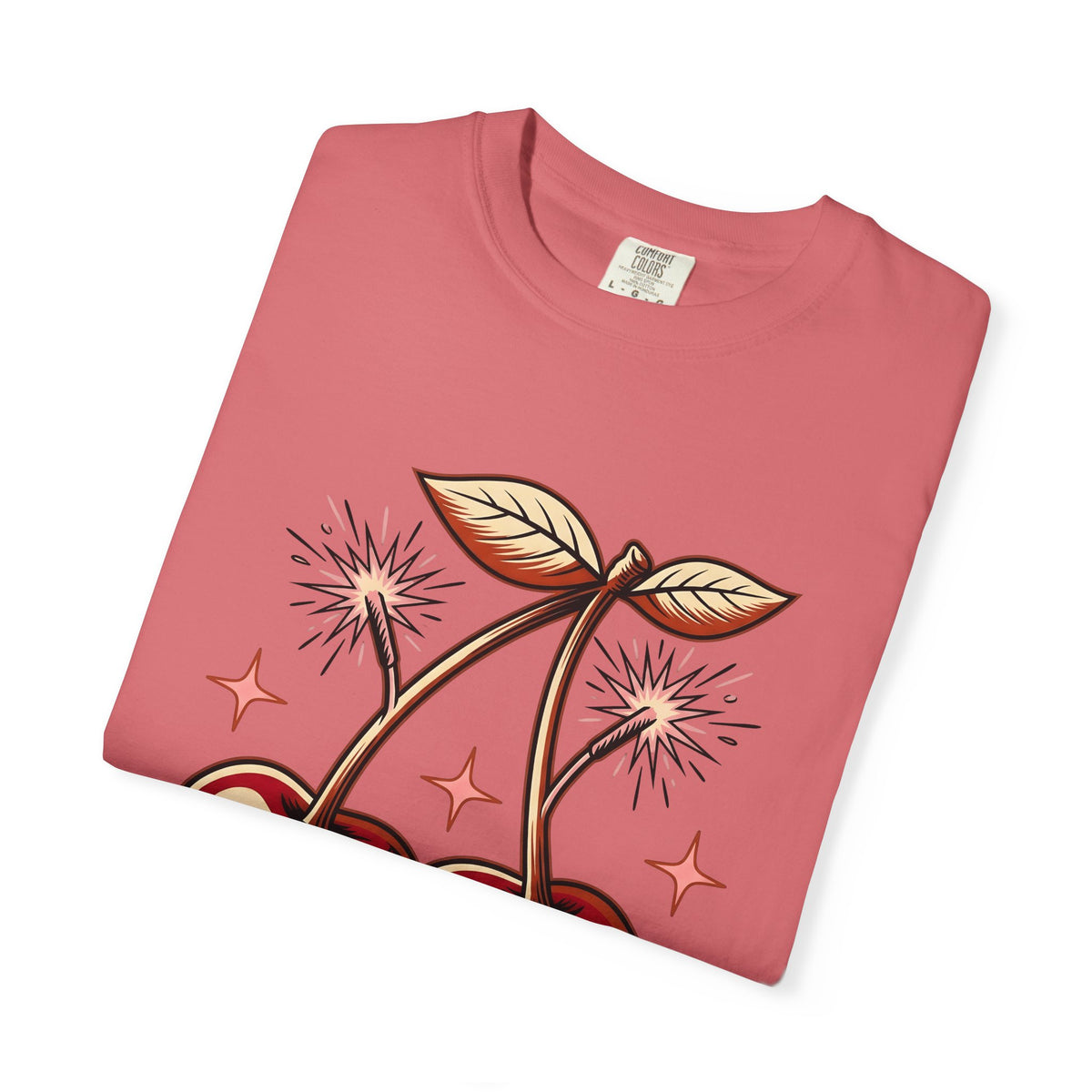 Cherry Firecrackers T-Shirt 4th Of July Vacation Gift Women Hand Drawn T-Shirt Fireworks T-Shirt Independence Day Fan Firework T-Shirt Travel
