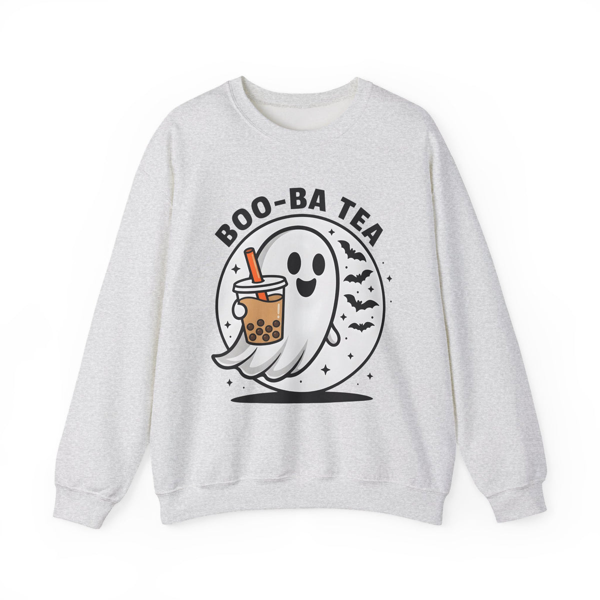 Ghost Bubble Tea Sweatshirt Halloween Cuisine Gift Women Charming Sweatshirt Boba Sweatshirt Halloween Fan Cute Sweatshirt Food Graphic Animated Bats