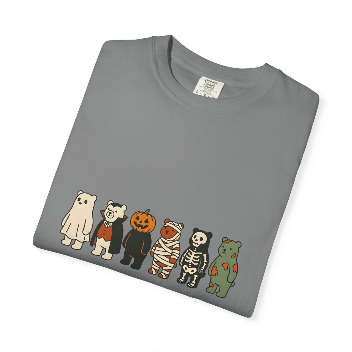 Bear Outfit T-Shirt Halloween Wildlife Gift Women Comic T-Shirt Teddy T-Shirt Halloween Fan Cartoon T-Shirt Animal Graphic Chibi Jack-O-Lantern