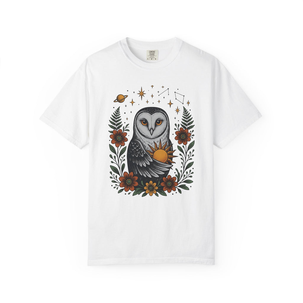 Owl Sun Boho Chic Nature Gift Boho Hoot Bohemian Fan Hippie Environmental Vintage Floral T-Shirt