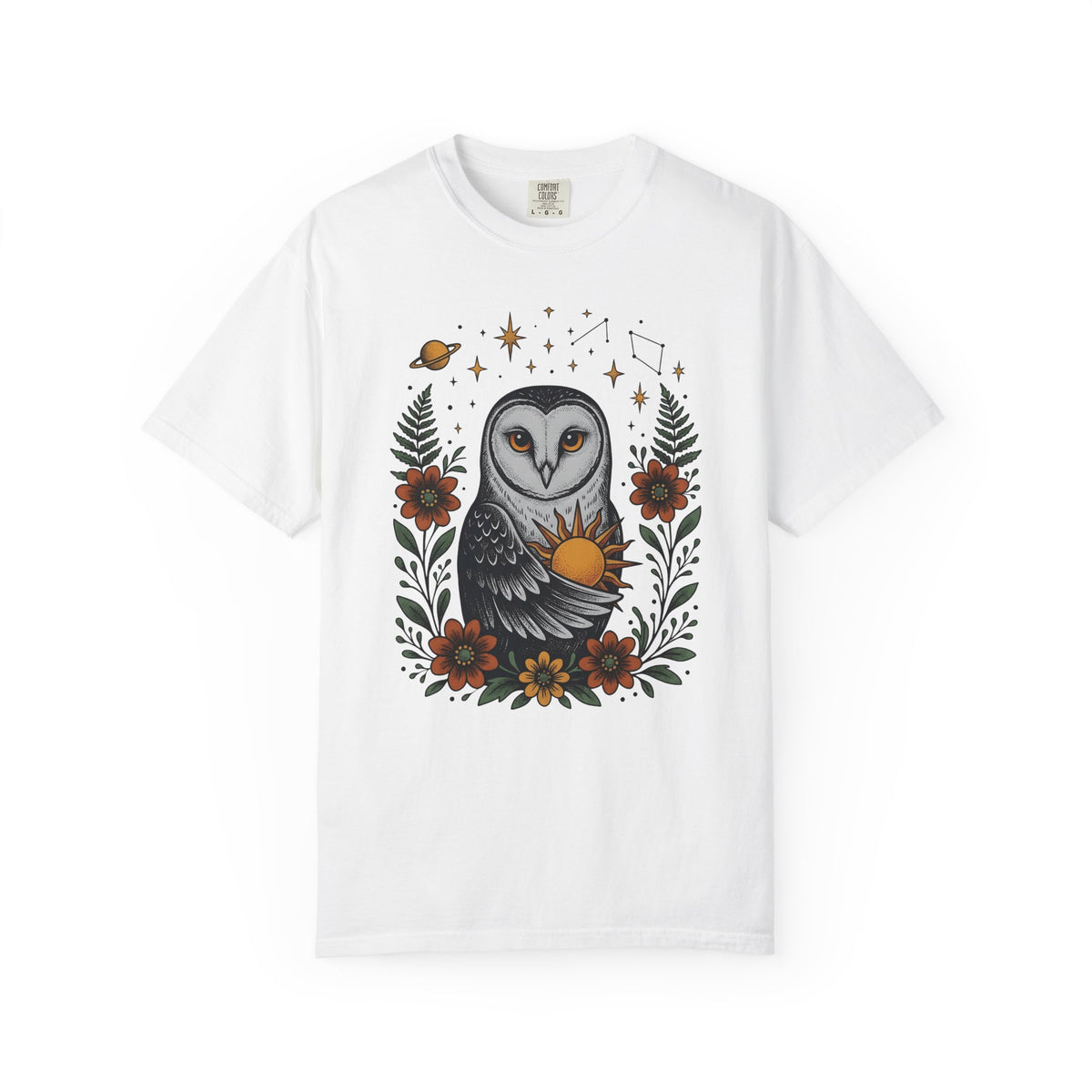Owl Sun Boho Chic Nature Gift Boho Hoot Bohemian Fan Hippie Environmental Vintage Floral T-Shirt