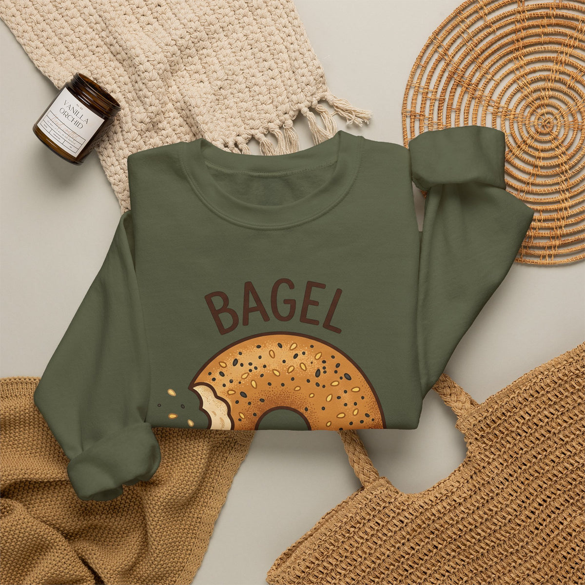Bagel Desserts Morning Gift Doodle Bagel Pastry Fan Hand Drawn Breakfast Old School Sweatshirt