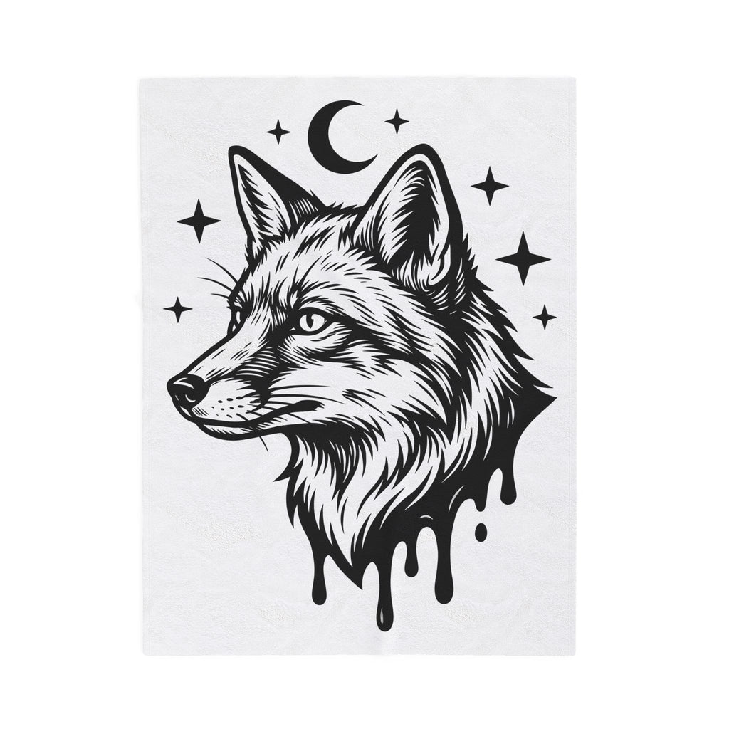 Wolf Portrait Blanket Boho Chic Fauna Gift Women Sketch Blanket Canine Blanket Bohemian Fan Drawing Design Graphic Creature Illustration Graphic