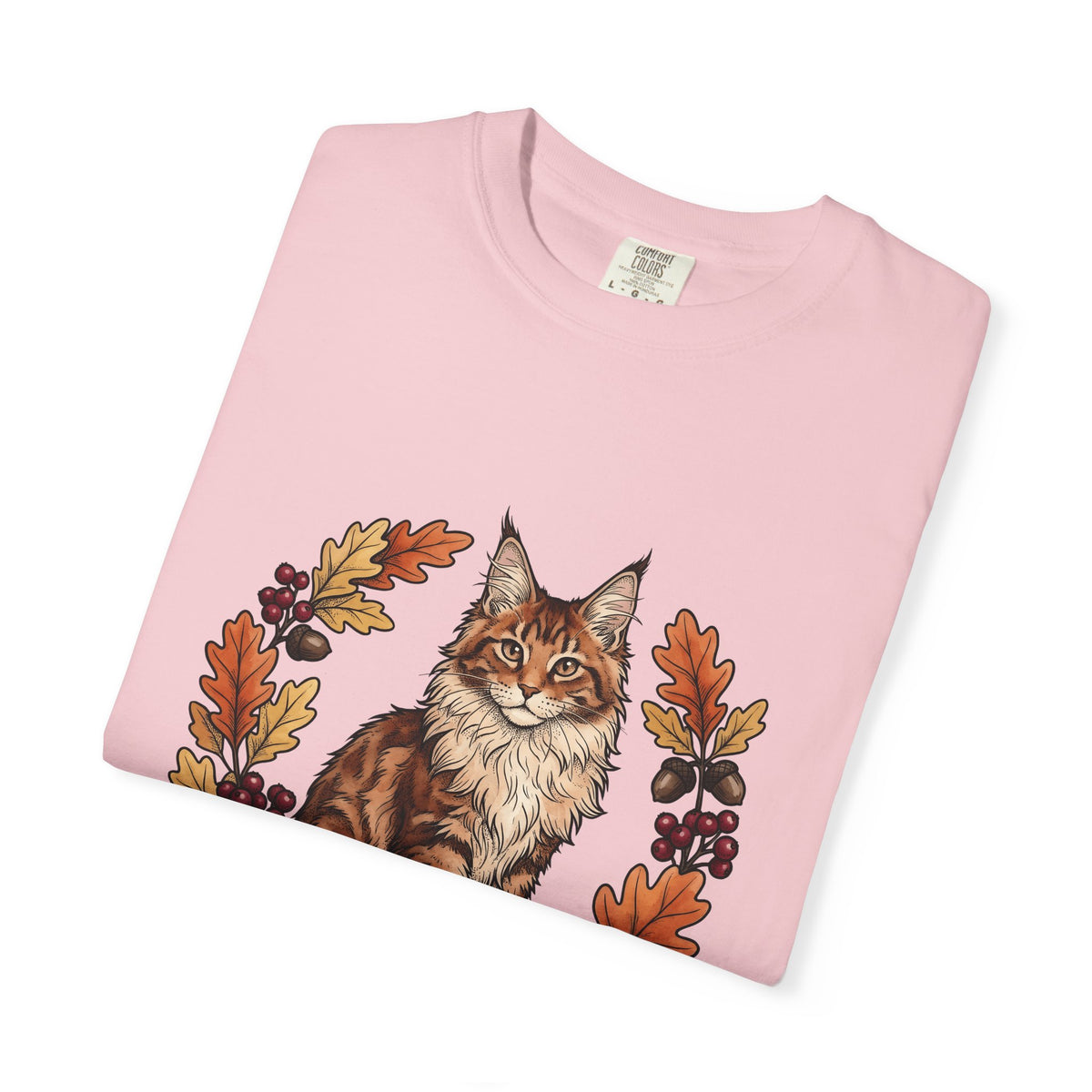Maine Coon Pet T-Shirt Cat Pumpkin Gift Women Greenery T-Shirt Cat T-Shirt Cat Fan Foliage T-Shirt Gourd Graphic Old-Fashioned Orange Leaves T-Shirt