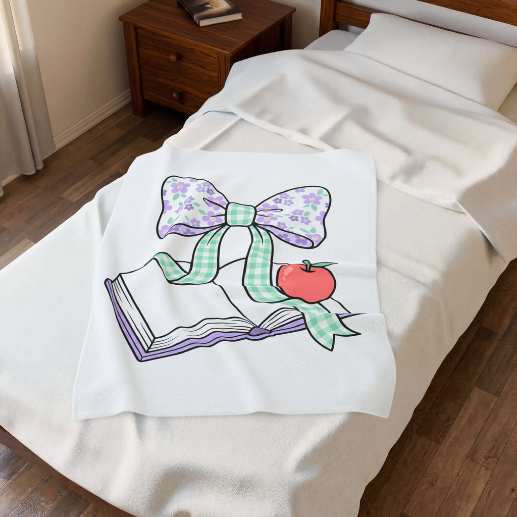 Reading Bow Blanket Teachers Education Gift Women Cute Blanket Reading Bow Blanket Teacher Enthusiast Adorable Blanket Learning Graphic Muted Fruit