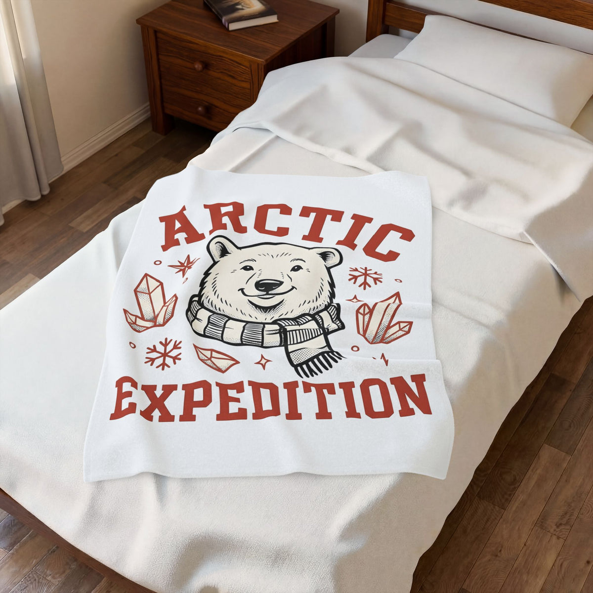 White Bear Blanket Christmas Cold Season Gift Women Comic Blanket Polar Bear Blanket Winter Fan Cartoon Blanket Frost Graphic Retro Ice Crystals