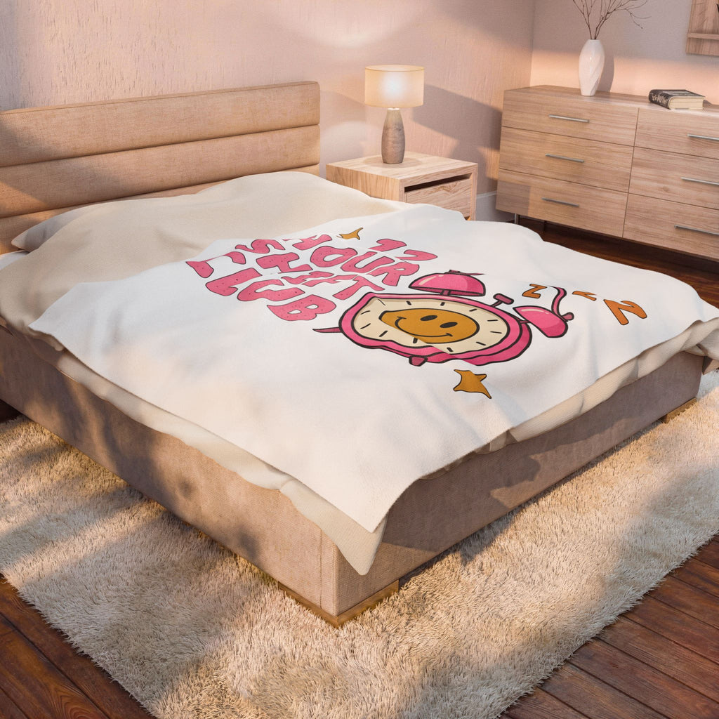 Happy Face Clock Blanket Nurses Job Gift Women Comic Blanket Smiley Blanket Nurse Enthusiast Cartoon Blanket Occupation Graphic Vintage Sparkle