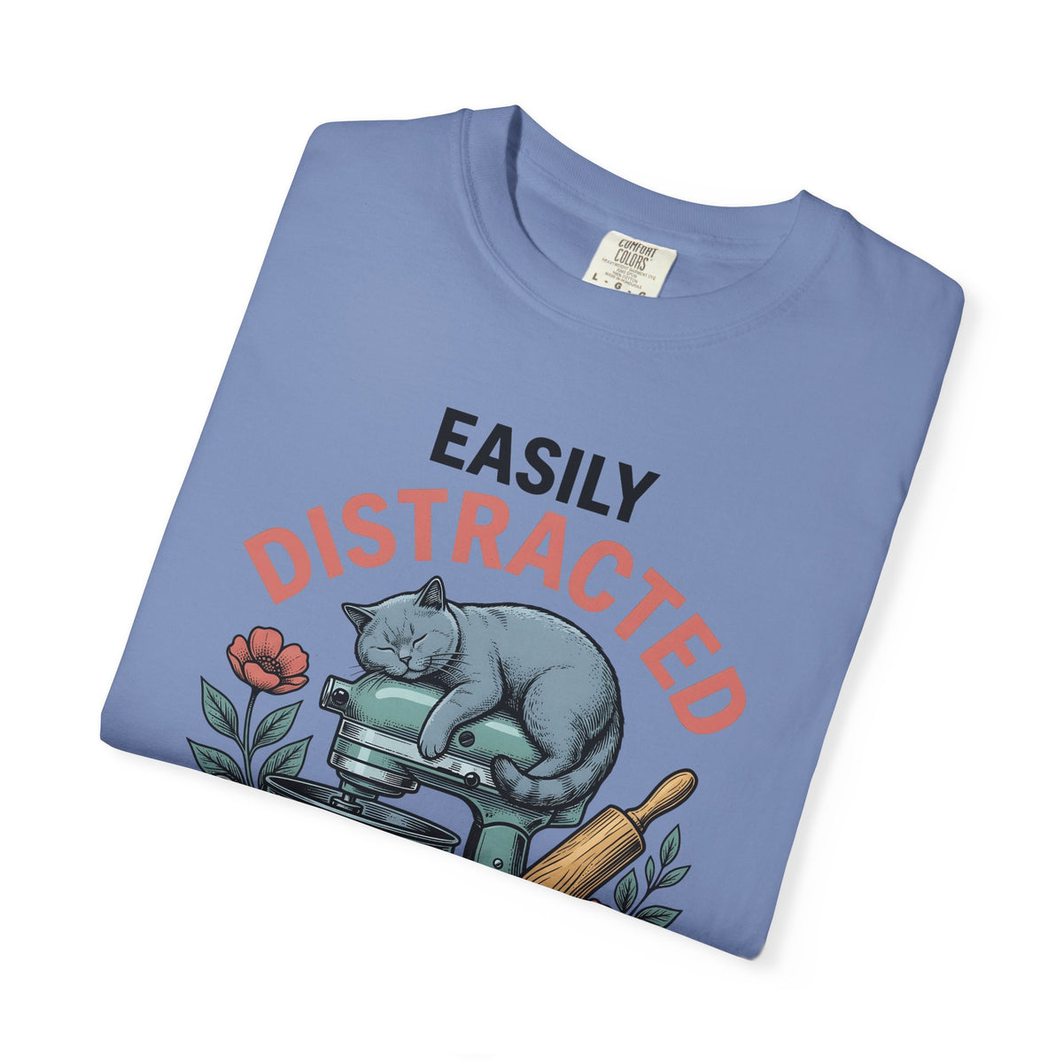 Cat Blender T-Shirt Cat Dessert Gift Women Retro T-Shirt Blender T-Shirt Cat Fan Vintage T-Shirt Pastry Graphic Sketch Blossoms T-Shirt