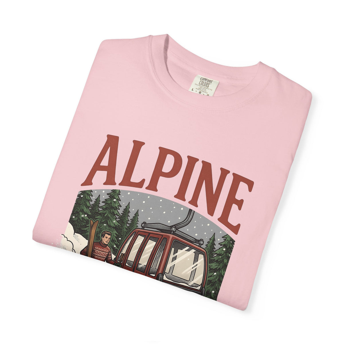 Ski Lift T-Shirt Christmas Winter Gift Women Vintage T-Shirt Chairlift T-Shirt Holiday Fan Retro T-Shirt Frosty Graphic Hand Drawn Evergreen Trees