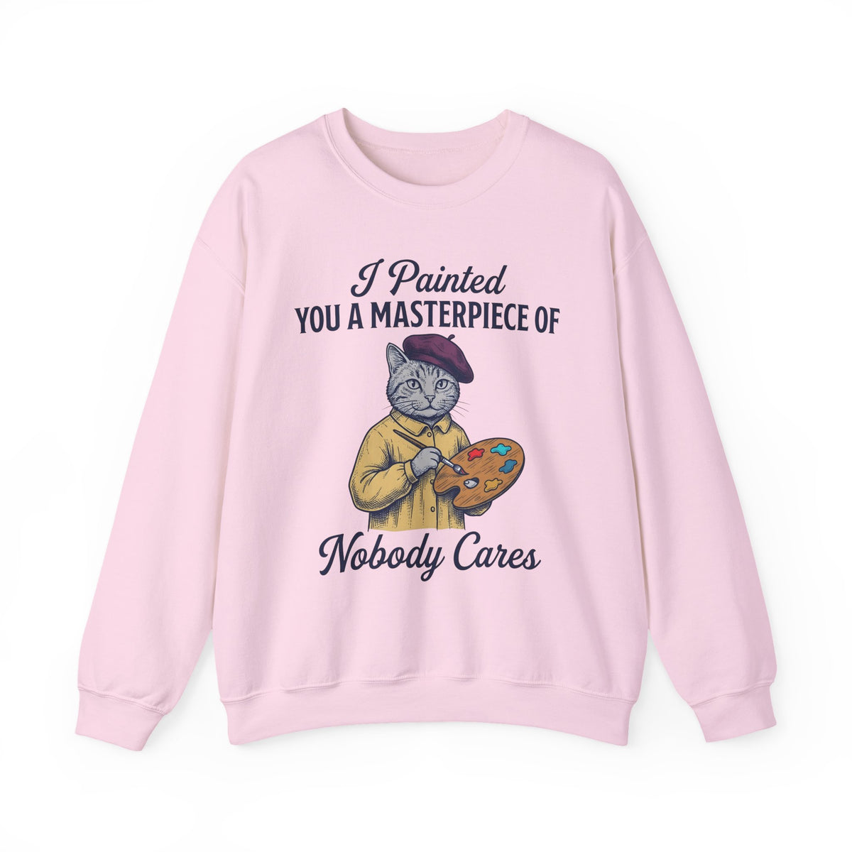 Artist Cat Sweatshirt Cat Humor Gift Women Vintage Sweatshirt Kitty Cat Sweatshirt Feline Fan Retro Sweatshirt Funny Graphic Hand Drawn Paint Palette Sweatshirt