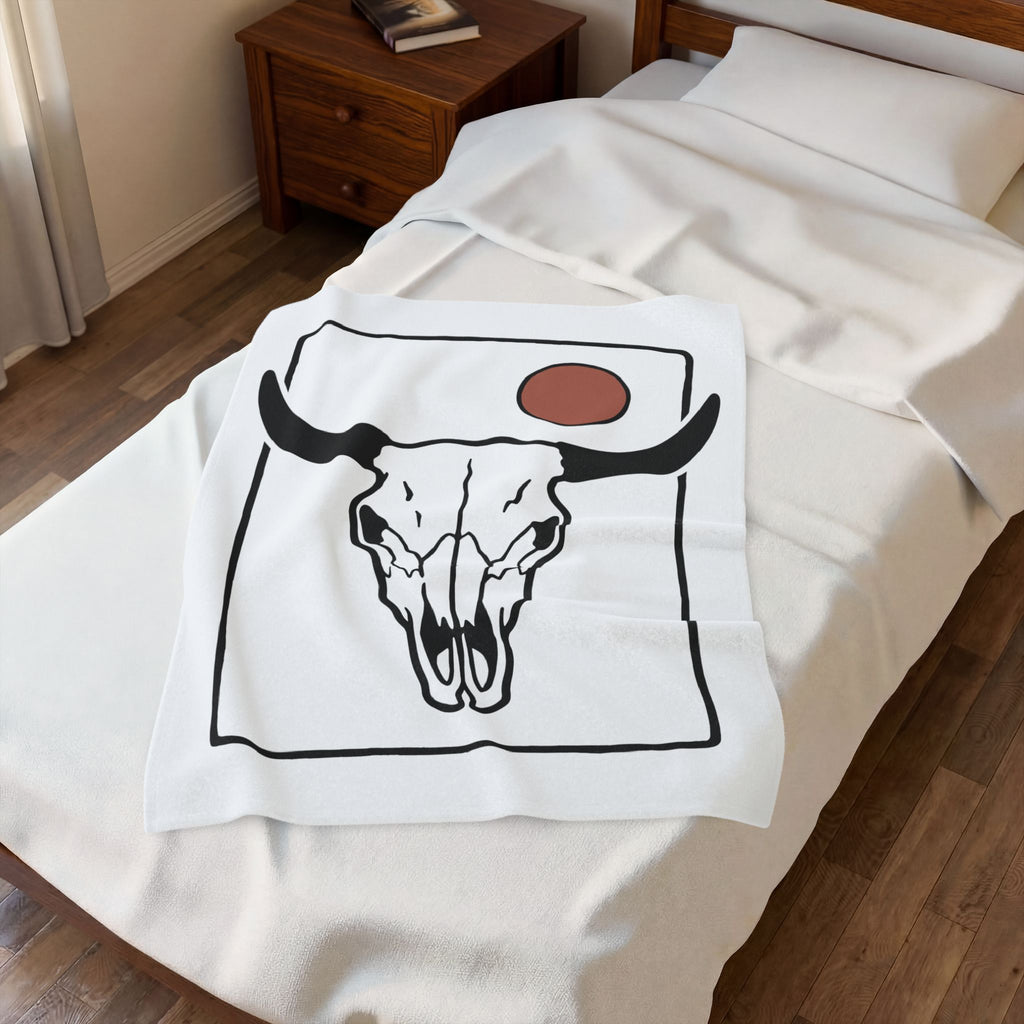 Bull Head Blanket Cowgirl Cowboy Gift Women Southwestern Blanket Bull Blanket Rodeo Fan Western Blanket Cowboy Graphic Sleek Sun Icon Blanket