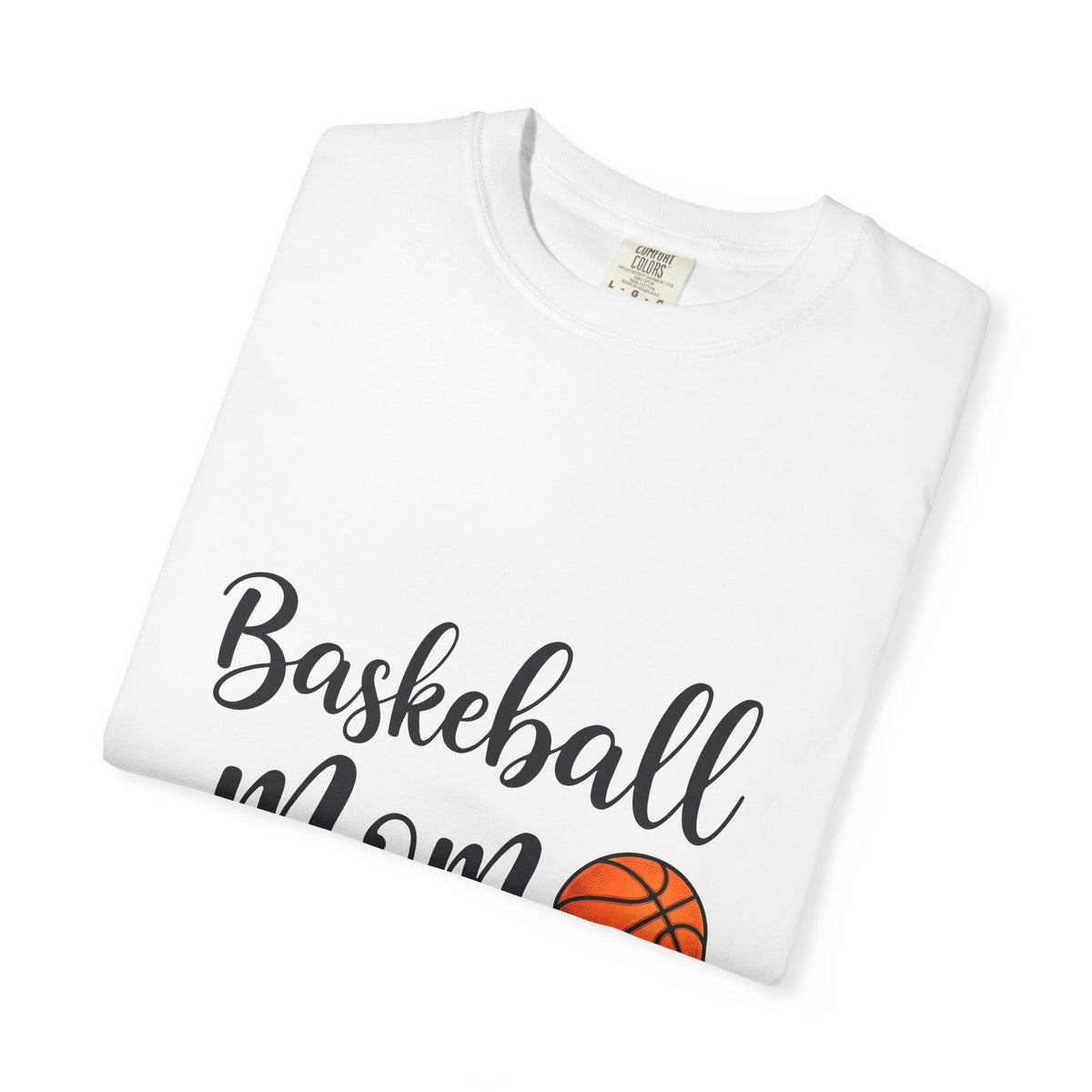 Basketball Graphic T-Shirt Moms Sports Gift Women Script T-Shirt Hoop T-Shirt Mom Fan Calligraphy T-Shirt Athlete Graphic Modern Sports Ball T-Shirt