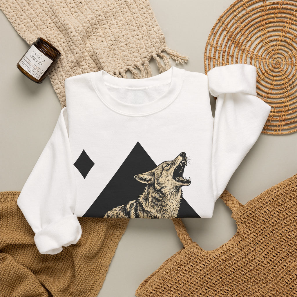 Howling Wolf Sweatshirt Wolf Pets Gift Women Sketch Sweatshirt Gray Wolf Sweatshirt Wolf Fan Canine Graphic Sweatshirt Hand Drawn Shape Sweatshirt