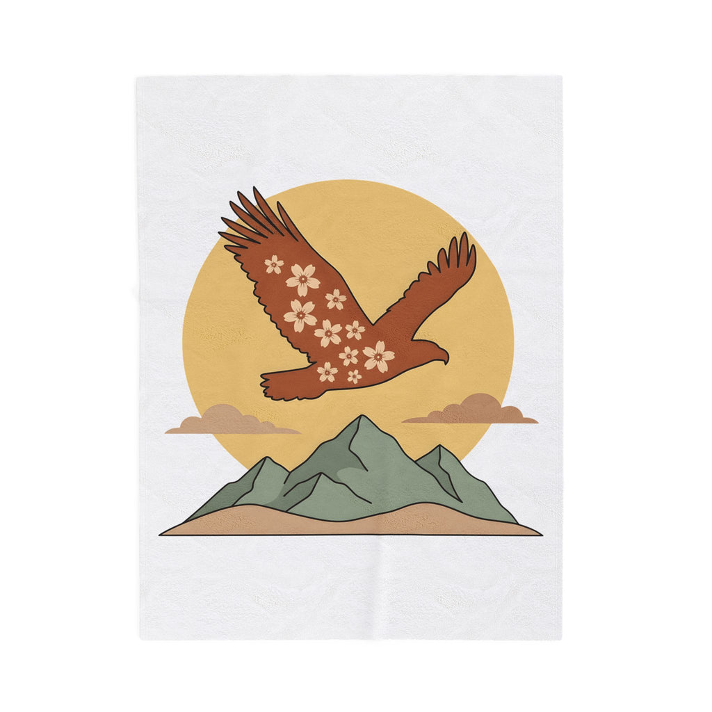 Floral Eagle Blanket Boho Chic Nature Gift Women Boho Blanket Bird Blanket Bohemian Fan Tribal Graphic Blanket Minimalist Mountains Blanket