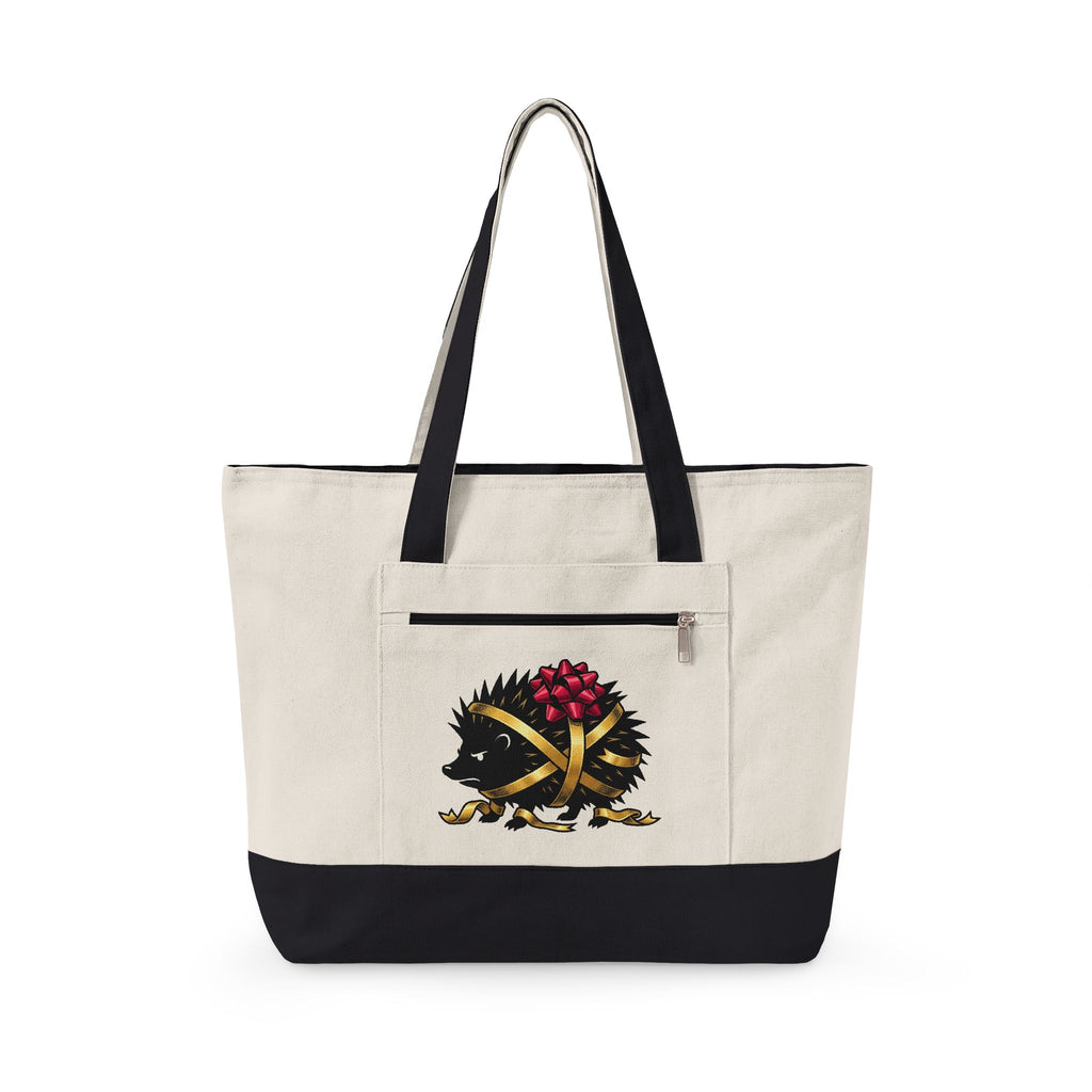 Hedgehog Present Christmas Fauna Gift Comic Porcupine Xmas Fan Cartoon Wildlife Heavy Bow Tote Bag