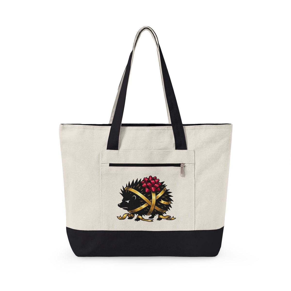 Hedgehog Present Christmas Fauna Gift Comic Porcupine Xmas Fan Cartoon Wildlife Heavy Bow Tote Bag