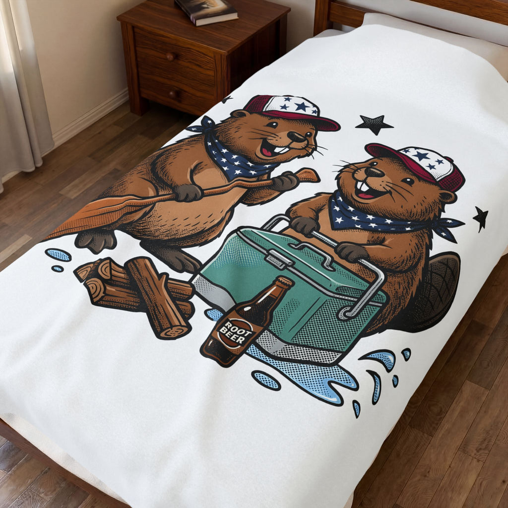 Beaver Pair Blanket Funny Outdoors Gift Women Comic Blanket Beaver Blanket Humor Fan Cartoon Blanket Adventure Graphic Retro Ice Chest Blanket