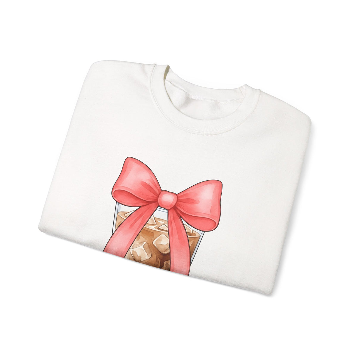 Iced Coffee Sweatshirt Coffee Mom Gift Women Watercolor Sweatshirt Cold Brew Sweatshirt Coffee Fan Watercolour Sweatshirt Mother Graphic Hand Drawn Pink Bow