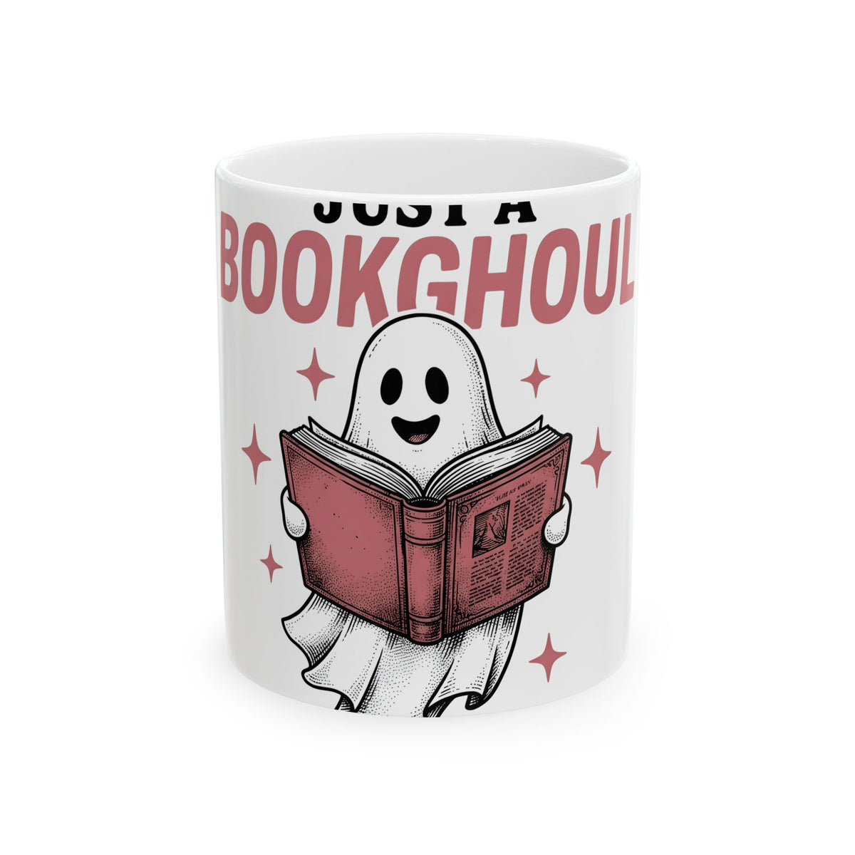 Phantom Reading Book Mug Halloween Reader Gift Women Illustration Mug Bookworm Mug Spooky Fan Ghostly Mug Book Graphic Sketch