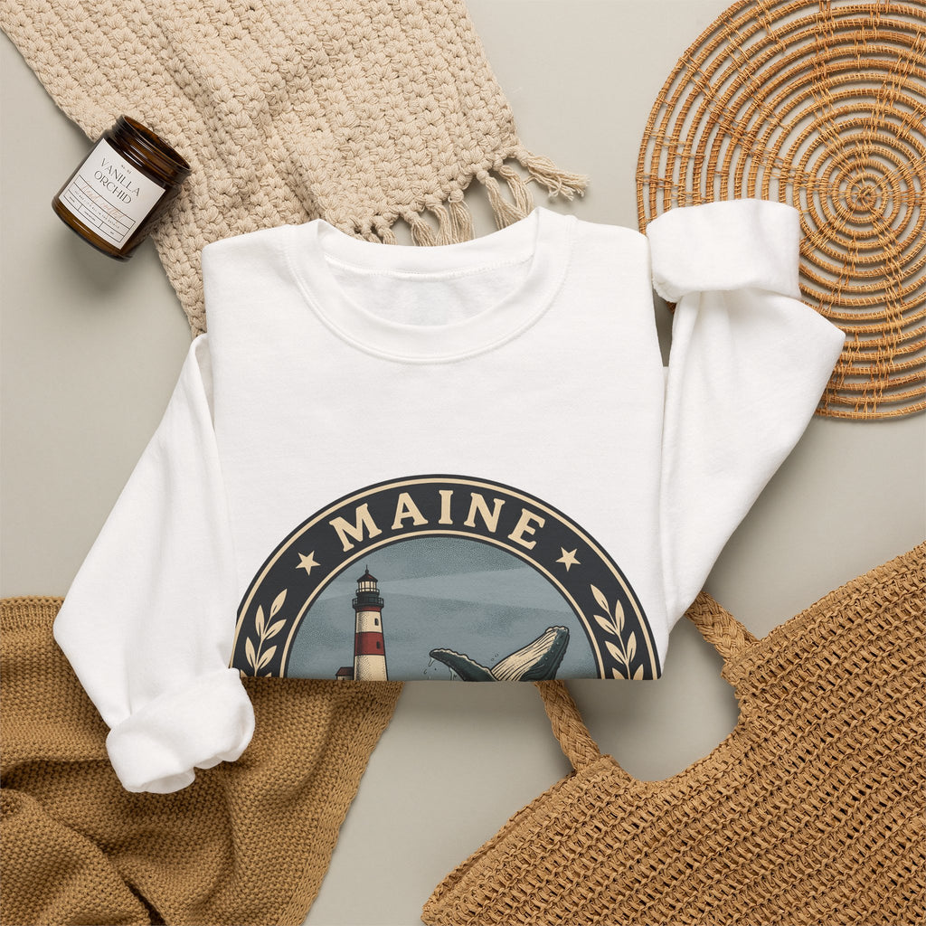 Whale Beacon Sweatshirt Maine Marine Gift Women Vintage Sweatshirt Whale Sweatshirt New England Enthusiast Distressed Sweatshirt Nautical Graphic Retro Sea