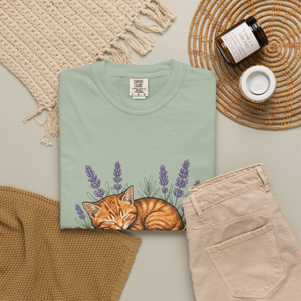Kitten Cup T-Shirt Cat Garden Gift Women Line Art T-Shirt Cat T-Shirt T-Shirt Cat Fan Feline Graphic T-Shirt Floral Design Hand Painted Flower T-Shirt