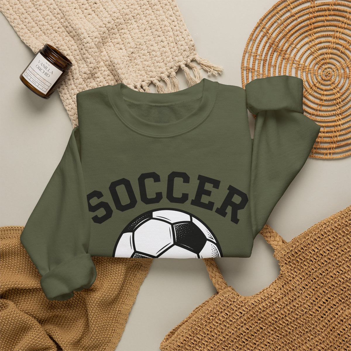 Soccer Ball Moms Sports Gift Vintage Football Mom Fan Retro Athletic Hand Drawn Varsity Sweatshirt