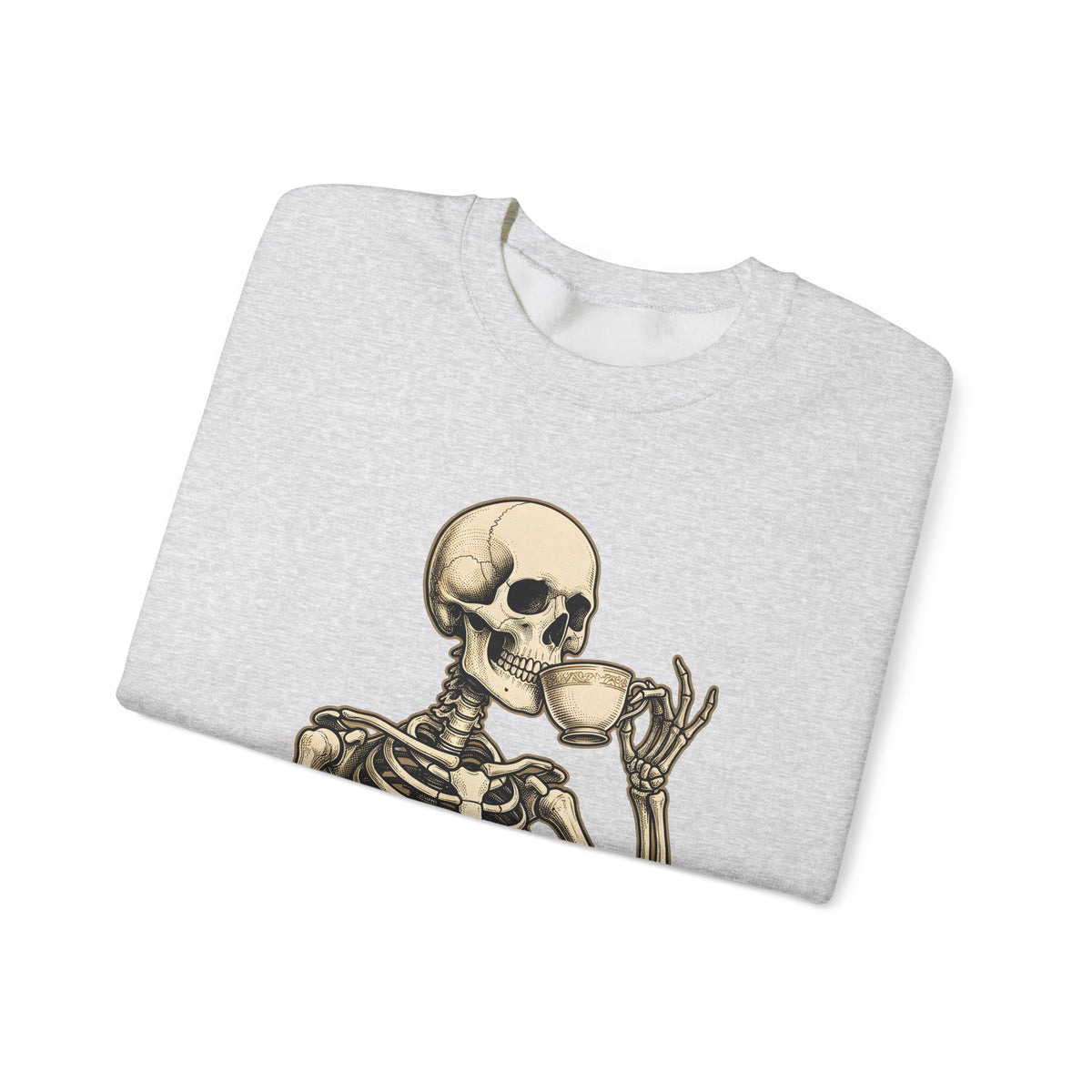 Skeleton Tea Cup Sweatshirt Halloween Goth Gift Women Vintage Sweatshirt Tea Cup Sweatshirt Horror Fan Retro Sweatshirt Dark Graphic Hand