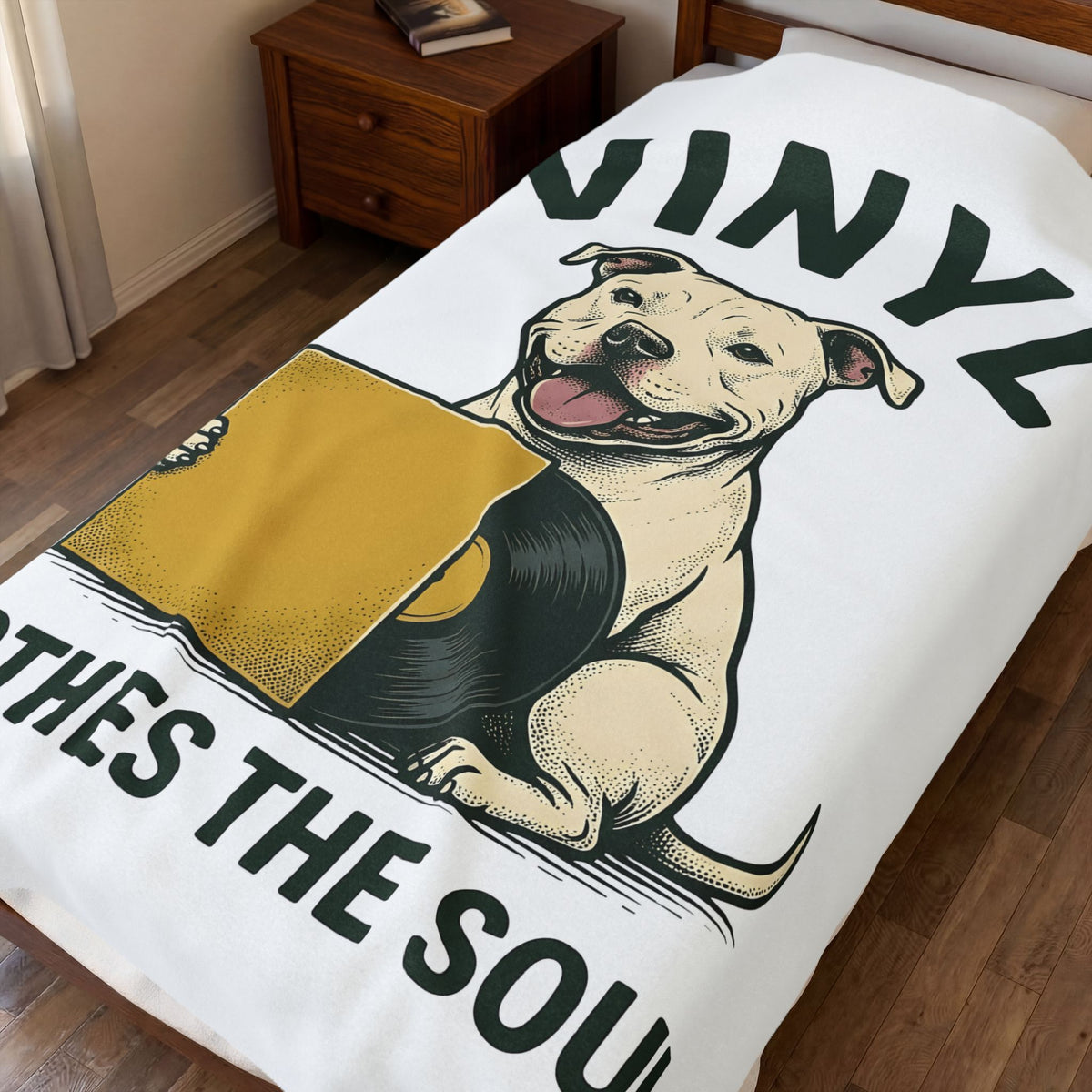 Pit Bull Dog Dog Sound Gift Distressed Pibble Dog Fan Grunge Audio Line Vinyl Blanket