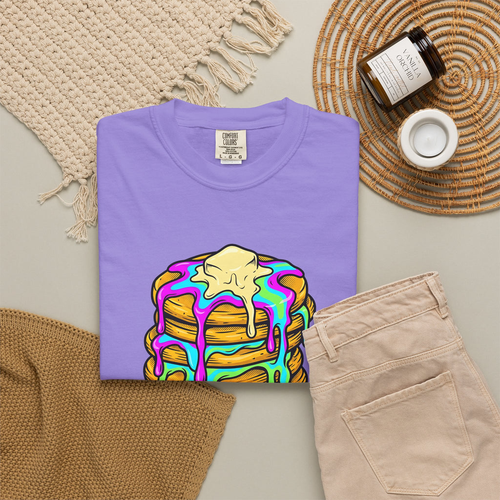 Pancake Tower T-Shirt Desserts Brunch Gift Women Cartoon T-Shirt Stack T-Shirt Sweets Fan Cute T-Shirt Breakfast Graphic Vintage Honey T-Shirt
