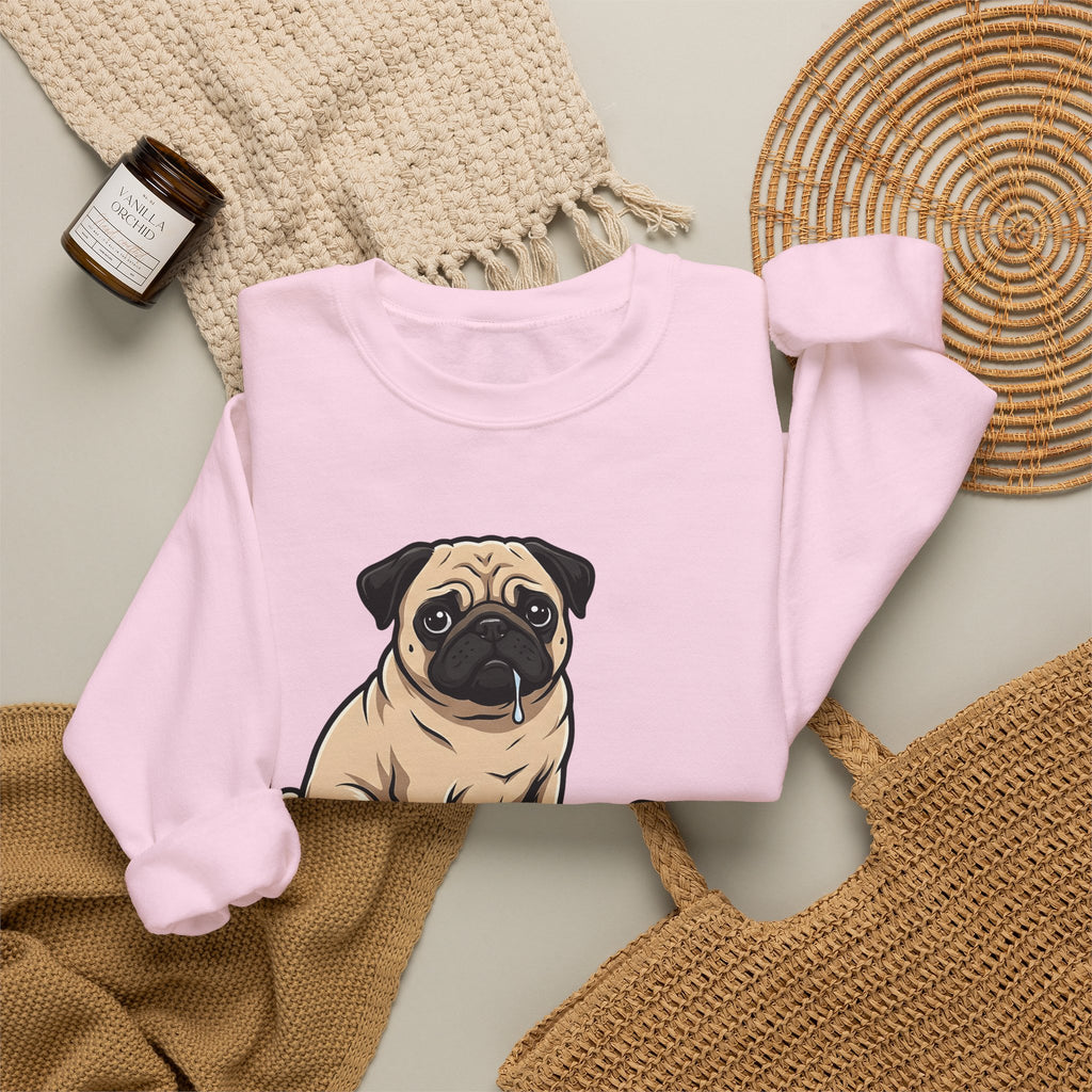 Pug Dog Sweatshirt Dog Meals Gift Women Line Art Sweatshirt Pugs Sweatshirt Dog Fan Illustrated Design Food Graphic Sweatshirt Sketch Pizza Piece Sweatshirt