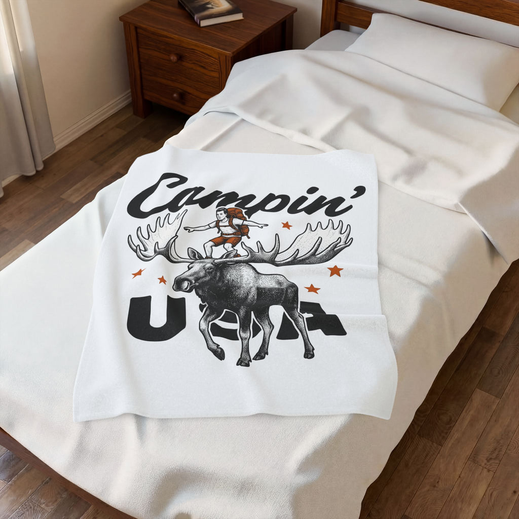 Deer Rv Blanket America Hiking Gift Women Rustic Blanket Camper Blanket Patriot Fan Country Blanket Trekker Graphic Doodle Shining Stars Blanket