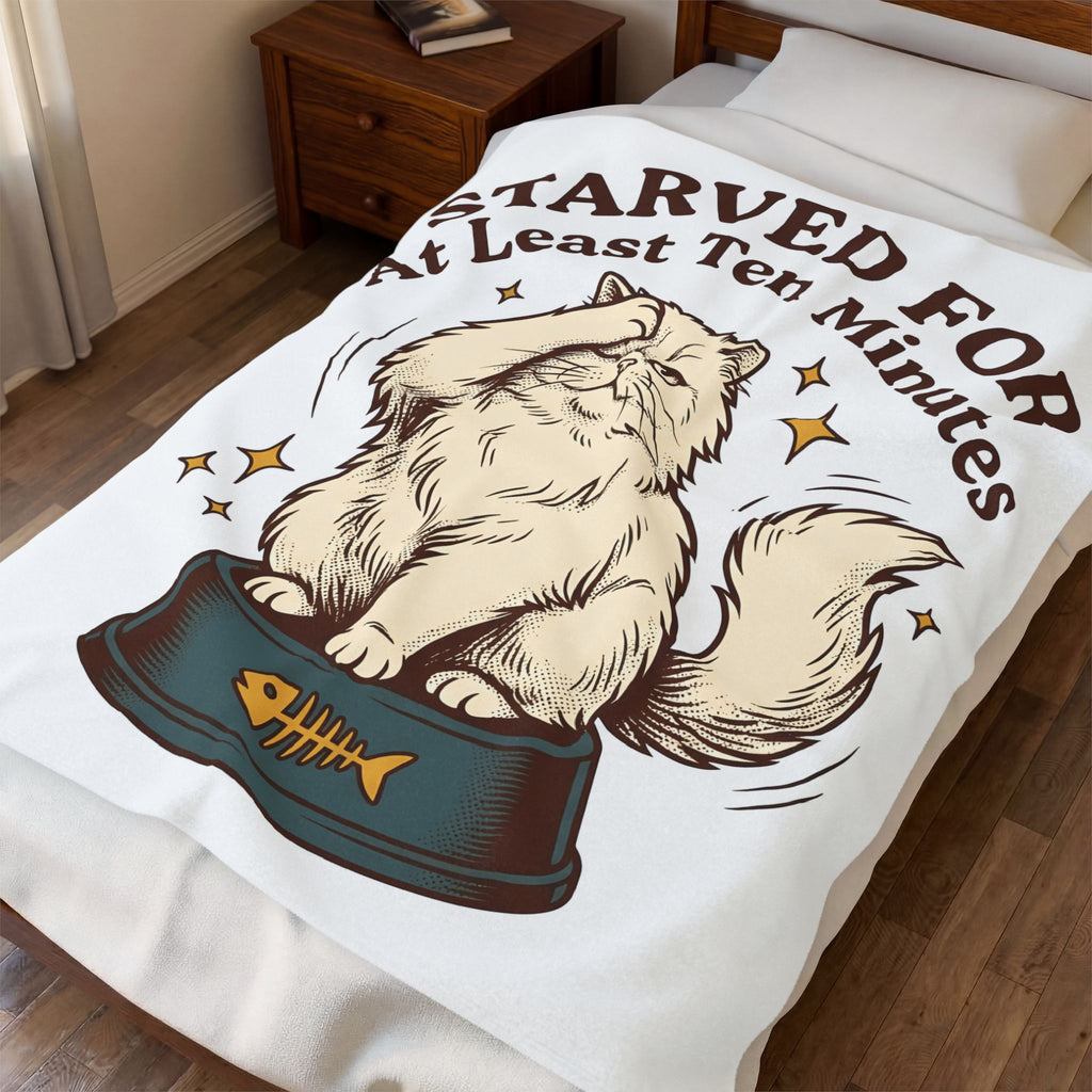Persian Cat Cat Humor Gift Hand Drawn Cat Feline Fan Illustrated Vintage Food Bowl Blanket
