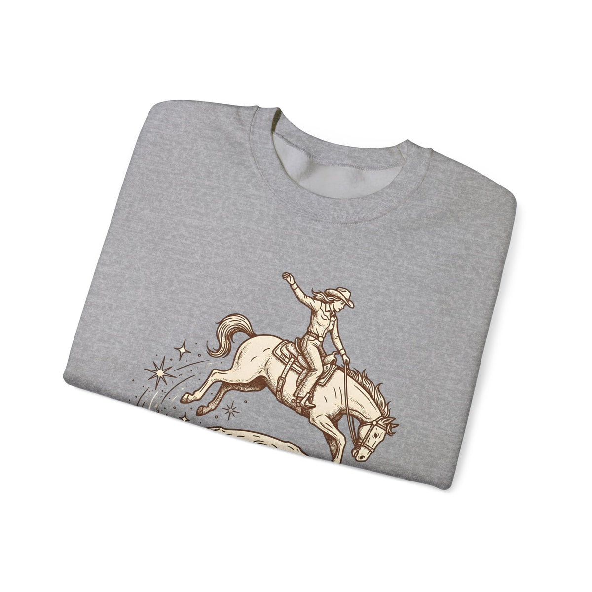 Cowboy Horse Cowgirl Ranch Gift Retro Stallion Cowboy Fan Horseback Sketch Crescent Sweatshirt