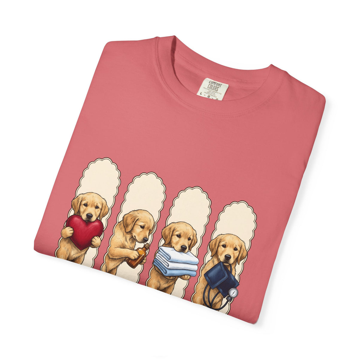 Golden Dog Puppy Nurse Pet Gift Puppy Healthcare Enthusiast Doggo Animal Minimalist T-Shirt