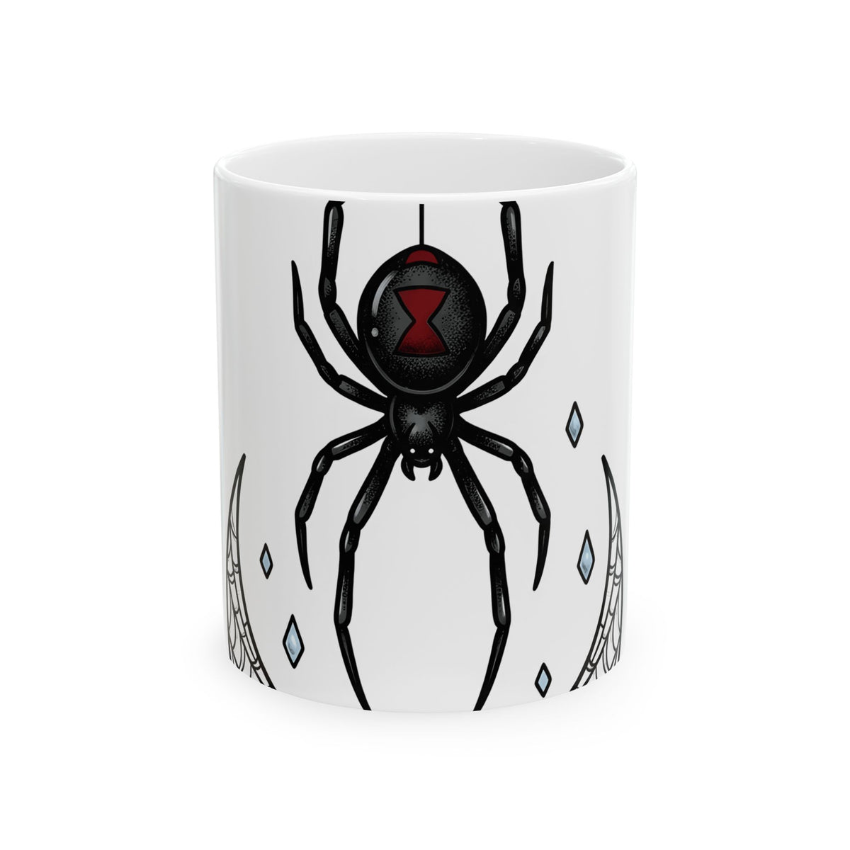 Black Spider Mug Halloween Mysticism Gift Women Horror Mug Tarantula Mug Halloween Fan Spooky Mug Occult Graphic Sketch Crescent