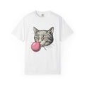 Cat Face T-Shirt Cat Jokes Gift Women Sketch T-Shirt Kitten T-Shirt Feline Fan Drawing Graphic Retro Chewing Gum T-Shirt