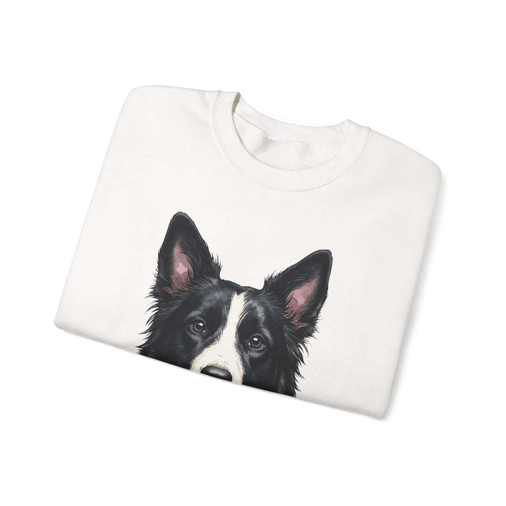 Border Collie Puppy Sweatshirt Dog Pets Gift Women Line Art Sweatshirt Puppy Sweatshirt Dog Fan Collie Sweatshirt Animal Graphic Hand Drawn Woven Collar Sweatshirt