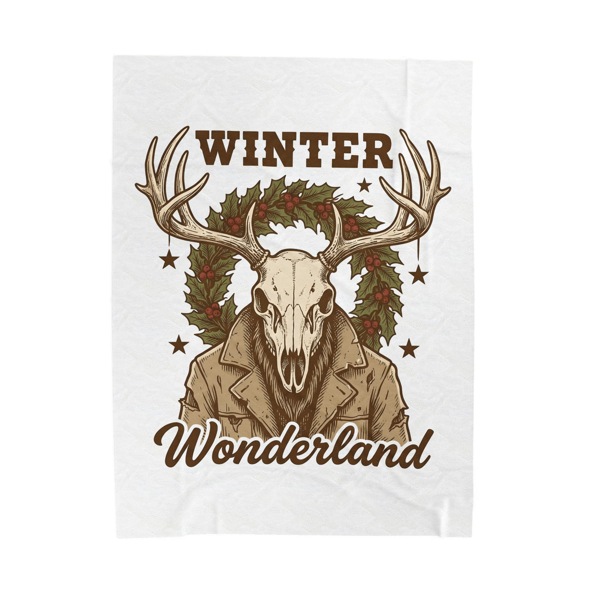 Antler Skull Blanket Christmas Frost Gift Women Throwback Blanket Deer Skull Blanket Xmas Fan Holiday Blanket Frosty Graphic Cartoon Pine Wreath