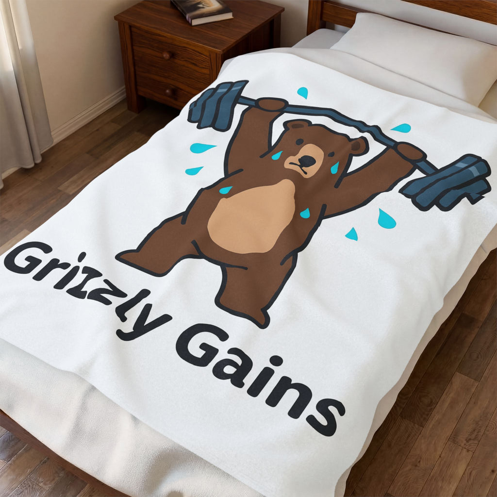 Bear Lifting Blanket Fitness Workout Gift Women Comic Blanket Grizzly Blanket Gym Enthusiast Cartoon Blanket Exercise Graphic Simple Weights Blanket