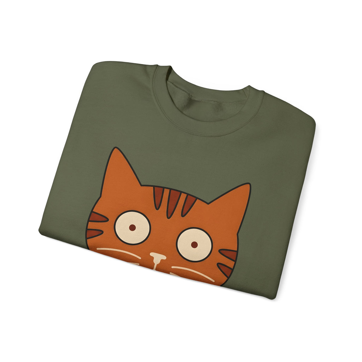 Cat Face Sweatshirt Cat Humor Gift Women Cartoon Sweatshirt Kitten Sweatshirt Cat Fan Toon Sweatshirt Funny Graphic Minimalist Wide Eyes Sweatshirt