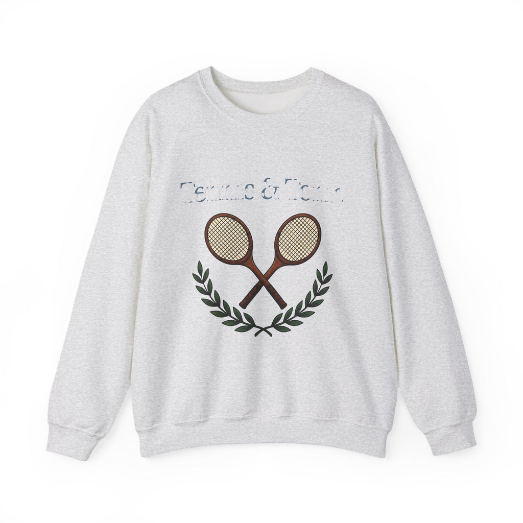 Tennis Racquet Sweatshirt Tennis Training Gift Women Old School Sweatshirt Racket Sweatshirt Tennis Fan Vintage Sweatshirt Practice Graphic Line Art Leaf